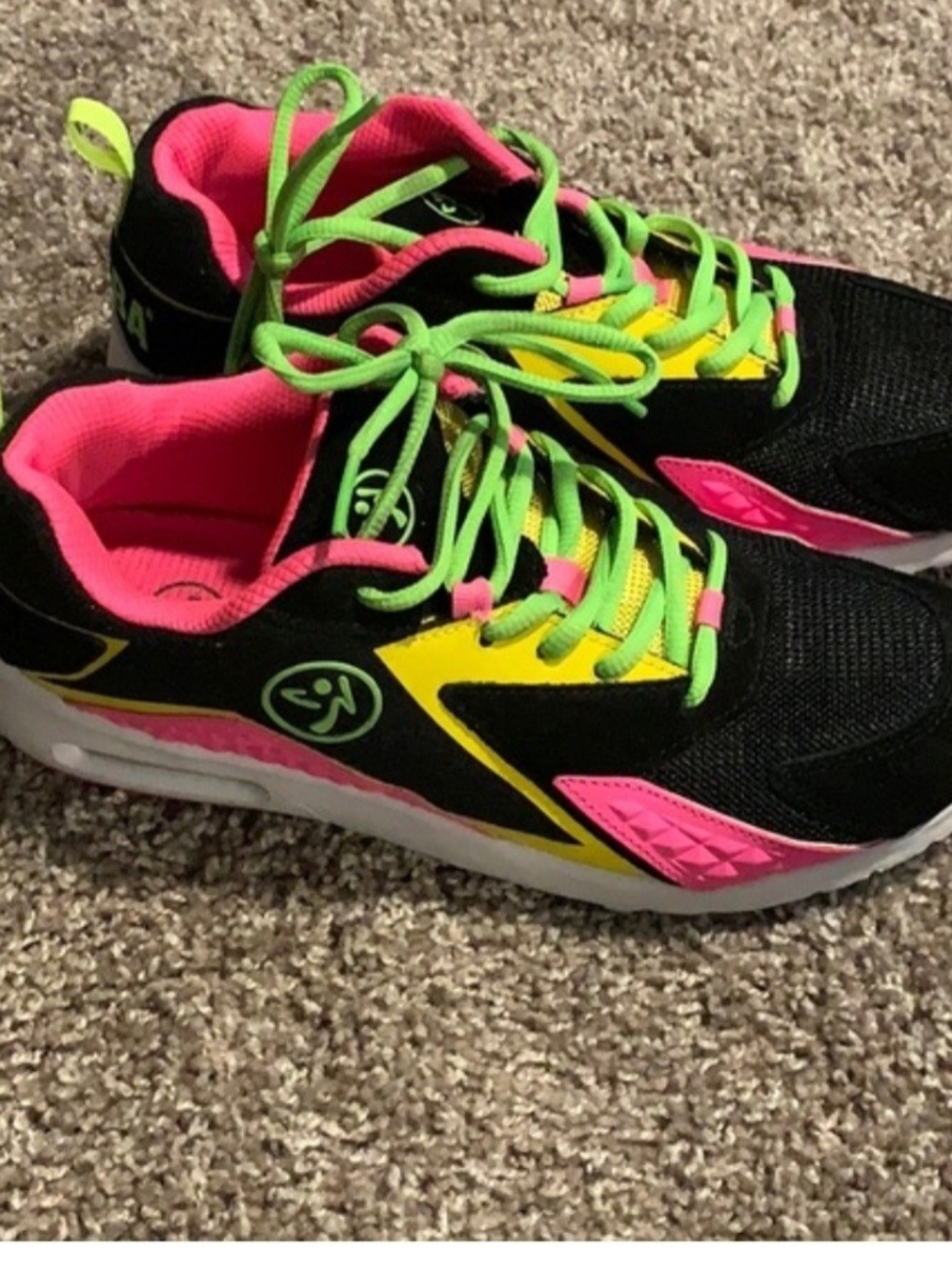 Zumba Fitness Black Neon Pink Yellow Green Athletic Sneakers
